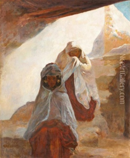 Femmes Berberes Oil Painting - Louis-Ferdinand Antoni