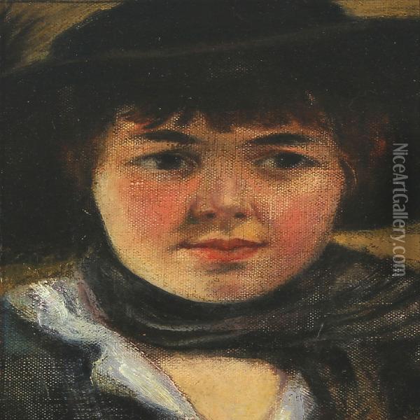 Portrait Of Italian Boy Oil Painting - Jens Birkholm