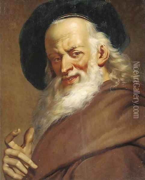 Head of a man wearing a black cap Oil Painting - Jacob Jordaens