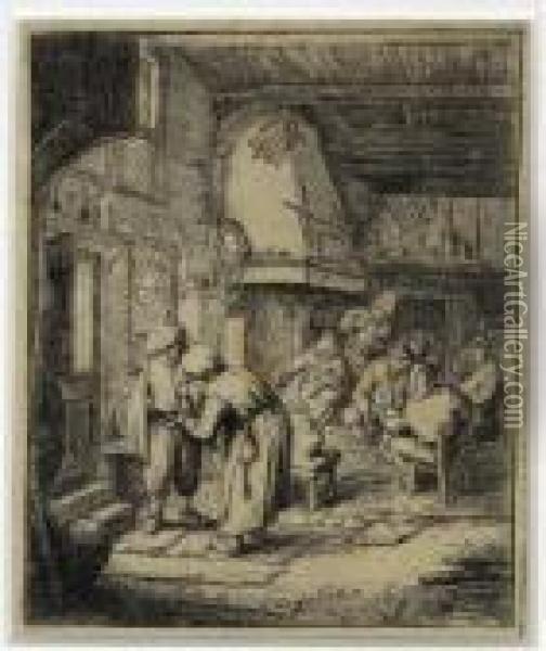 Peasant Settling His Debts Oil Painting - Adriaen Jansz. Van Ostade
