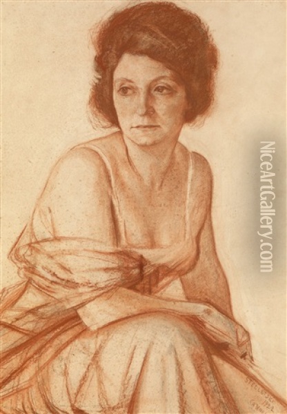 Female Portrait Oil Painting - Dmitri Semenovich Stelletsky