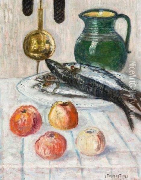 Pomme Et Maquereaux Oil Painting - Louis Thevenet