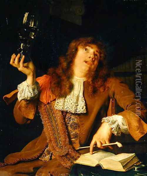 The Wanton Student, 1678 Oil Painting - Arie de Vois