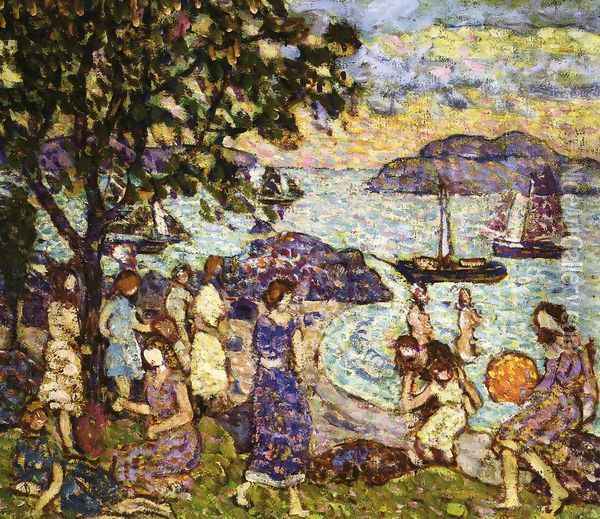 Crepuscule Aka Along The Shore Or Beach Oil Painting - Maurice Brazil Prendergast