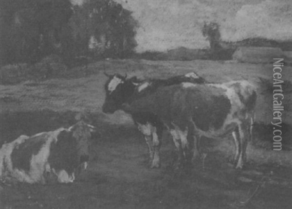 Cows Resting Oil Painting - William Henry Howe