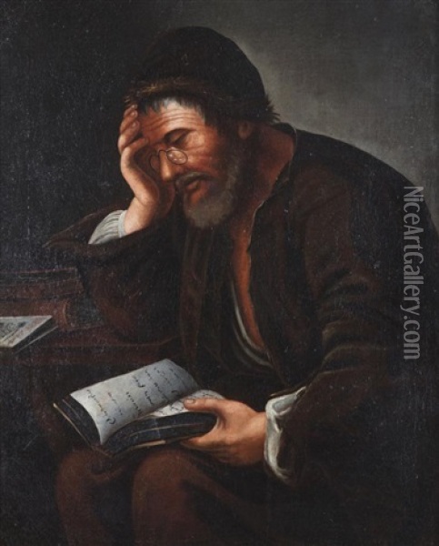 Portrait Of A Man In Profile Oil Painting - Johann (Jan) Kupetzki