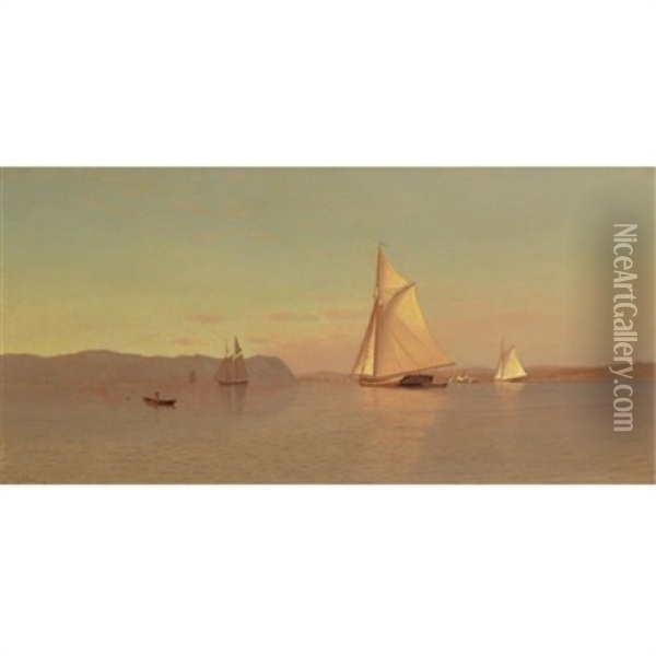 Sailing On The Hudson, Nyack Oil Painting - Francis Augustus Silva