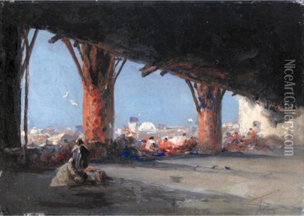 Portico Arabe (arabian Scene) Oil Painting - Mariano Jose Maria Bernardo Fortuny y Carbo