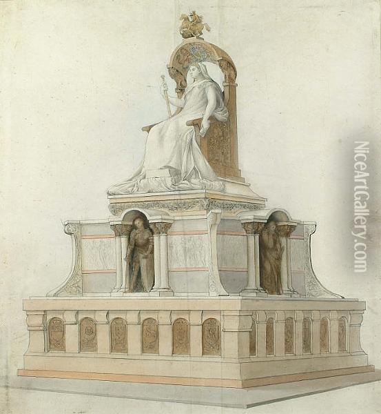 Study Of The Monument To Queen Victoria Oil Painting - George Frederick Watts