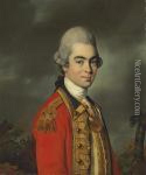 Portrait Of Lieutenant General Sir James Duff, Half-length, Inmilitary Uniform Oil Painting - John Russell