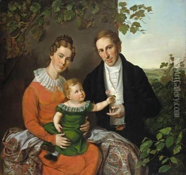 Familienbildnis Des Burgermeisters Bertram Aus Halle Oil Painting - Carl Adolf Senff