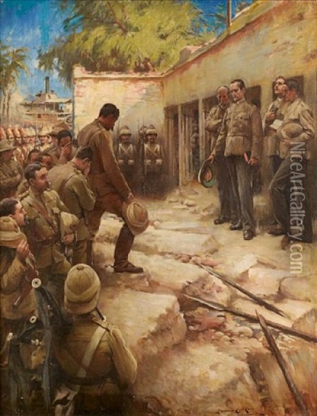 Memorial Service For General Gordon At Khartum Oil Painting - Lance Calkin