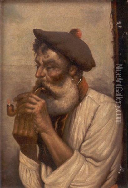 Viejo Fumando En Pipa Oil Painting - Alejandro Seiquer