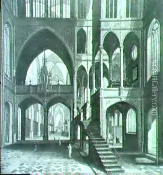 Innenansicht Einer Gothischen Kirche Oil Painting - Bartholomeus Van Bassen