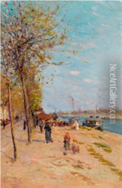 Paris, Bord De Seine Oil Painting - Elie Anatole Pavil