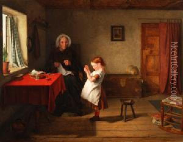 Grossmutter Und Enkelkind Beim Nahen Oil Painting - Thomas Webster