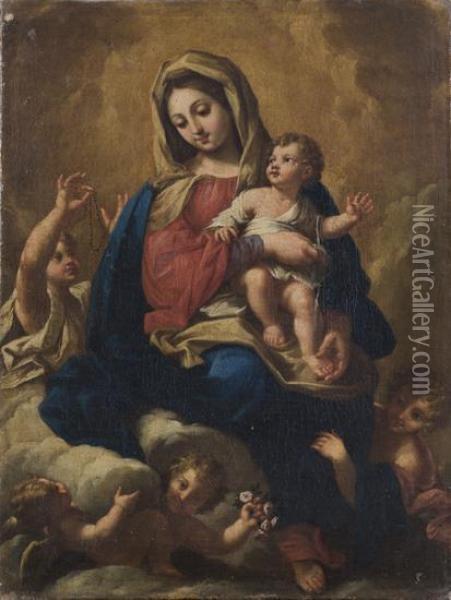 Madonna Con Bambino In Gloria Tra Quattro Angeli Oil Painting - Carlo Maratta or Maratti