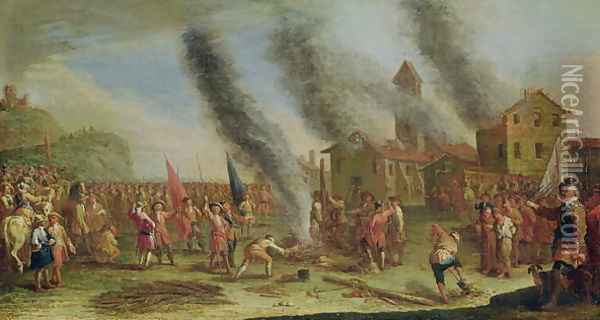 The Misery of War. The Pyre Oil Painting - Claude Callot