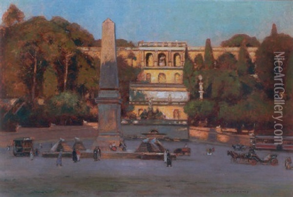 Piazza Del Popolo I Rom Oil Painting - Heinrich Hermanns