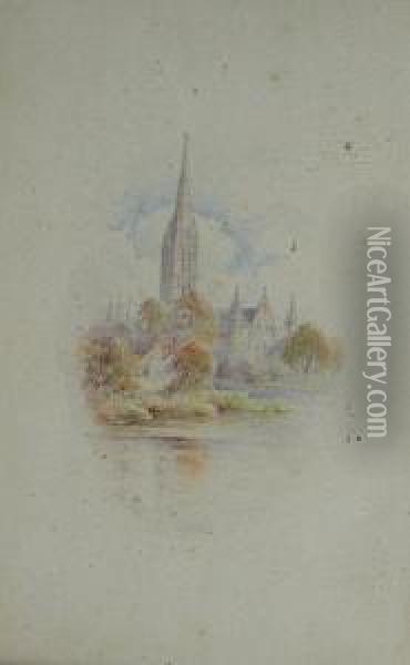 Church Possibly On The Ouse Oil Painting - George Fall
