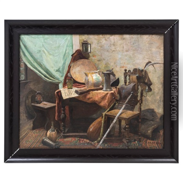 Escene De Interior Oil Painting - August Loehr