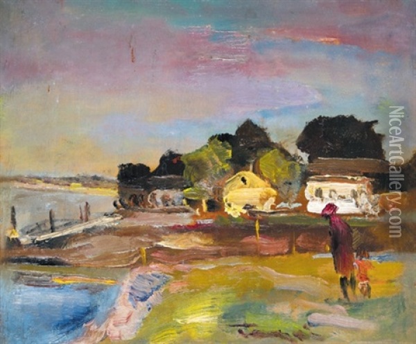 Harbour Oil Painting - Janos Tornyai