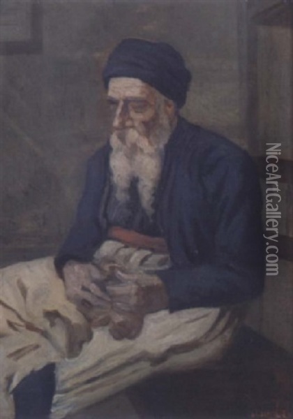 Le Rabbin Oil Painting - Alphonse Jacques (Said) Levy