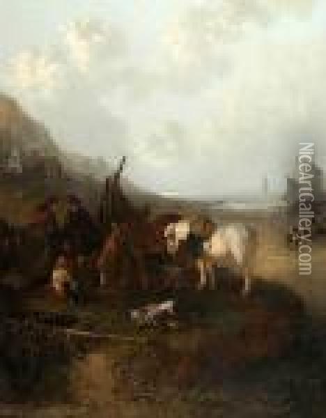 Fisherfolk On The Beach Oil Painting - Edward Robert Smythe