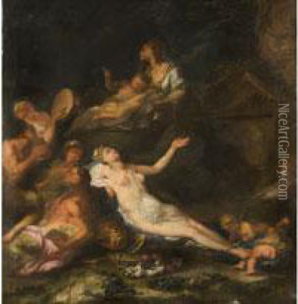 Allegorische Bacchanal-szene Oil Painting - Giacomo del Po