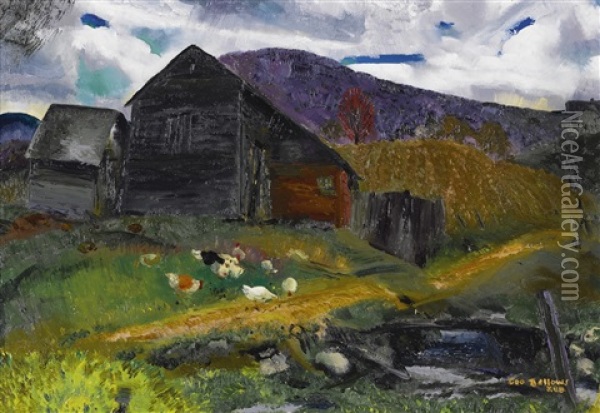 Old Barn, Shady Valley Oil Painting - George Bellows
