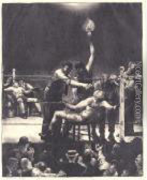Between Rounds, Small, Second Stone (m. 144) Oil Painting - George Wesley Bellows