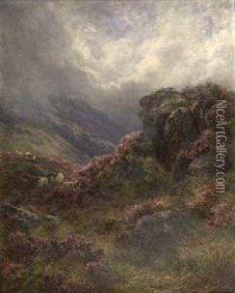 Heather In Bloom, Galloway Oil Painting - James Jnr Faed