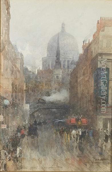 A Busy Day On Fleet Street, London Oil Painting - Paolo Sala