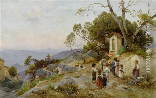 Near Olevano Romano Oil Painting - Franz Theodor Aerni