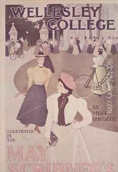 Wellesley College by Miss Goodloe cover illustration from the Scribners Magazine for May Oil Painting - Charles Allan Gilbert