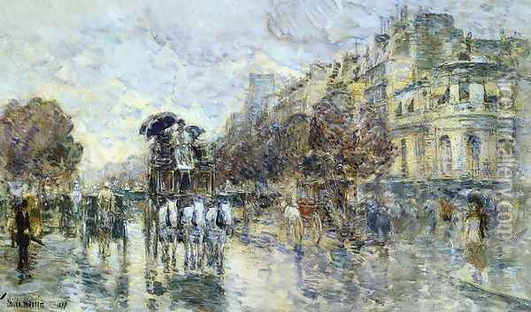 Les Grands Boulevards, Paris Oil Painting - Childe Hassam