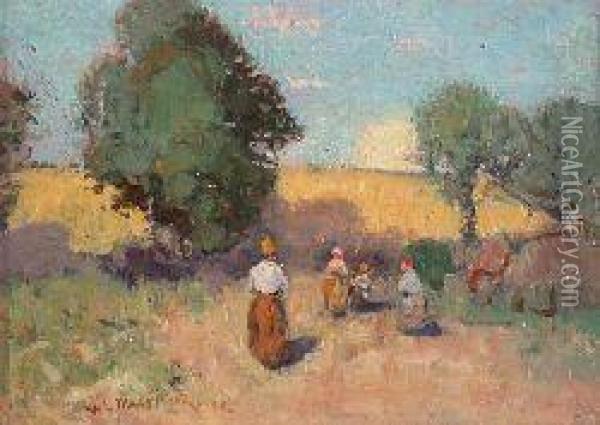 Figures On A Country Road Oil Painting - William York MacGregor