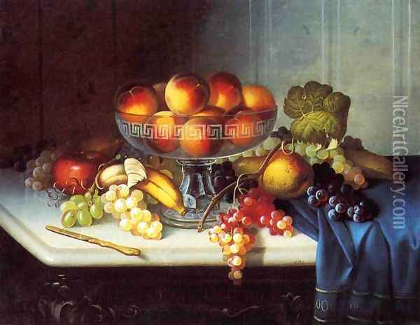 Still Life, Fruit and Knife Oil Painting - Carducius Plantagenet Ream