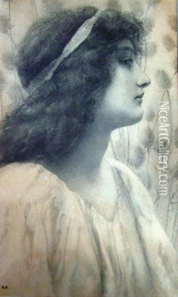 Study Of A Classical Maiden Oil Painting - Henry Ryland