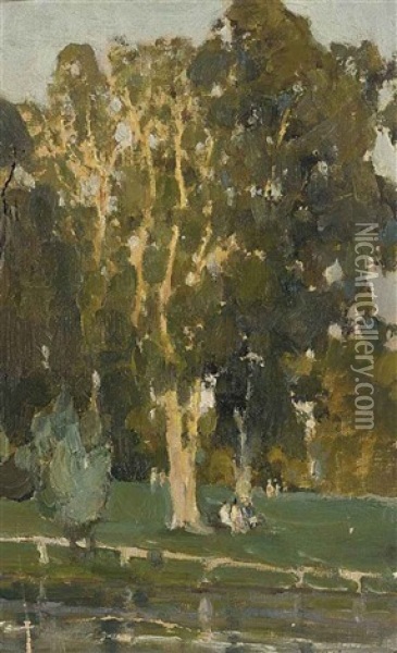 Day In The Park (+ 4 Others, Smllr; 5 Works) Oil Painting - Ivan Leonardovich Kalmykov