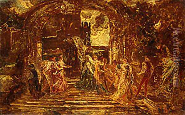 The Court of the Princess Oil Painting - Adolphe Joseph Thomas Monticelli