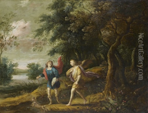 Tobie Et L'ange Raphael Oil Painting - Jasper van der Laanen