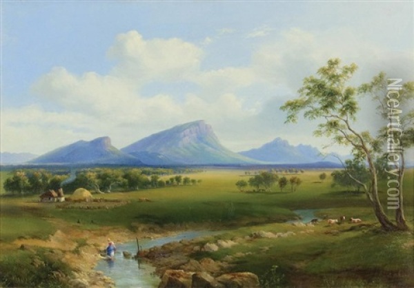 Mount Abrupt And The Grampians Oil Painting - Nicholas Chevalier