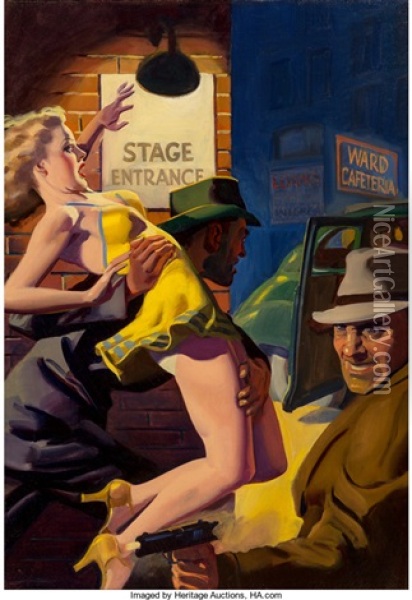 Undercover Man, Private Detective Magazine Cover Oil Painting - Hugh J. Ward