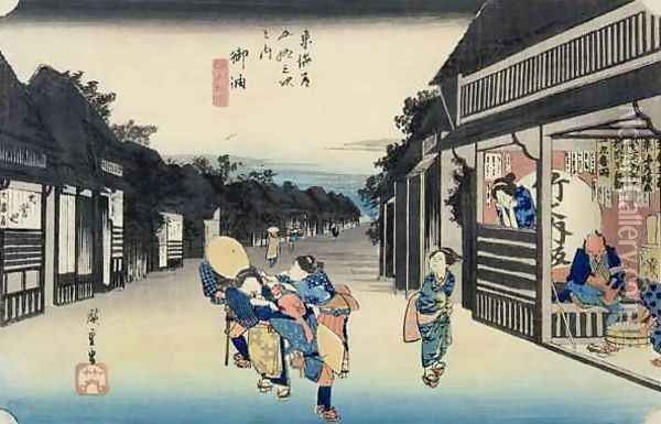 Goyu Waitresses Soliciting Travellers from the series 53 Stations of the Tokaido Oil Painting - Utagawa or Ando Hiroshige