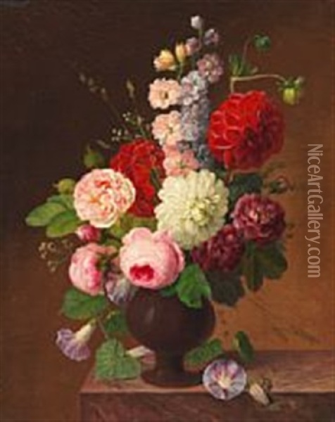 Bouquet Of Roses Oil Painting - Johannes Ludwig Camradt