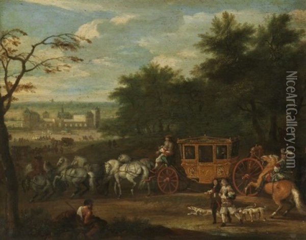Ankunft Ludwig Des Xiv. In Versailles(?) Oil Painting - Hendrick Van Der Burgh
