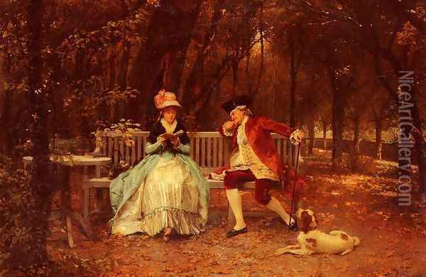The Suitor Oil Painting - Louis Emile Adan