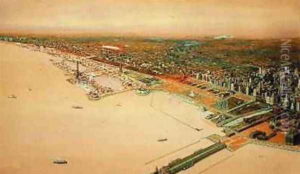 View of Chicago Skyline Century of Progress Oil Painting - William Starbuck Macy