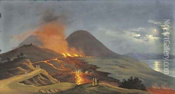 The Vesuvius 1859 erruption Oil Painting - Neapolitan School